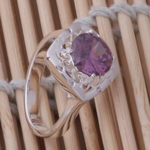 AR386 Hot 925 sterling silver ring, 925 silver fashion jewelry, Pattern with purple stone /aqrajhya aspajjwa