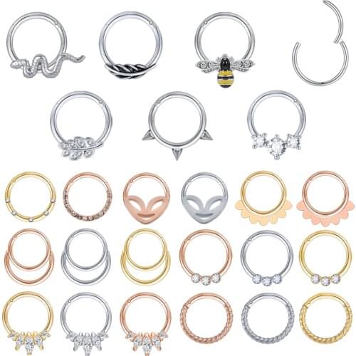 16g Stainless Steel Nose Ring for Women Bee Leaf Snake Septum Rings Hoop Nose Septum Piercing Helix Cartilage Ear Piercings