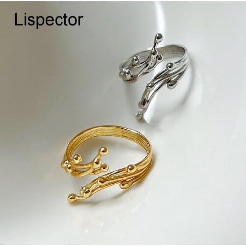 Lispector 925 Sterling Silver Korean Simple Branches Rings for Men Women Unique Irregular Ring Unisex Versatile Jewelry Gifts