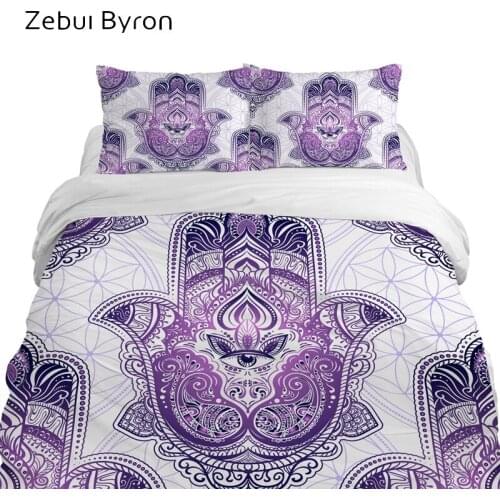 3D bed Set,luxury Bedding sets King/Queen/Custom Size,duvet cover set purple Hamsa Hand,Blanket/Quilt Cover Set,Drop Ship