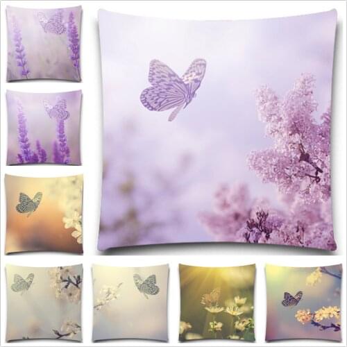 Beautiful Purple Butterfly Animals Square pillow case Cotton polyester bedroom/chair/car/sofa seat 16 18 20 inches 9 style
