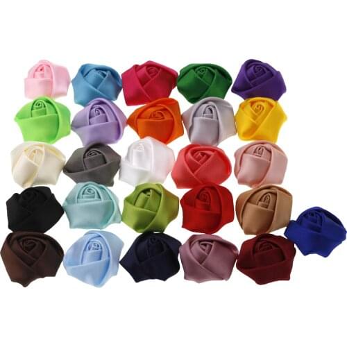 3.8cm baby DIY Satin Rolled Ribbon Rose Flowers Accessory without headband No clips Wedding girls hair Accessories 10pcs/lot
