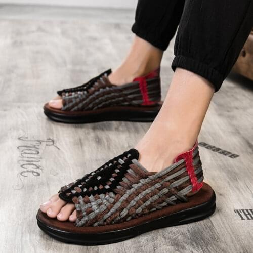 2021 Summer Handmade Weaving Sandals Men High Quality Couple Open Toe Beach Sandals Casual Man Slip On Shoes женские босоножки