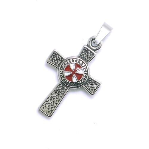 Mens 316L Stainless Steel Cool Two Sides Knights Templar Cross Pendant Newest