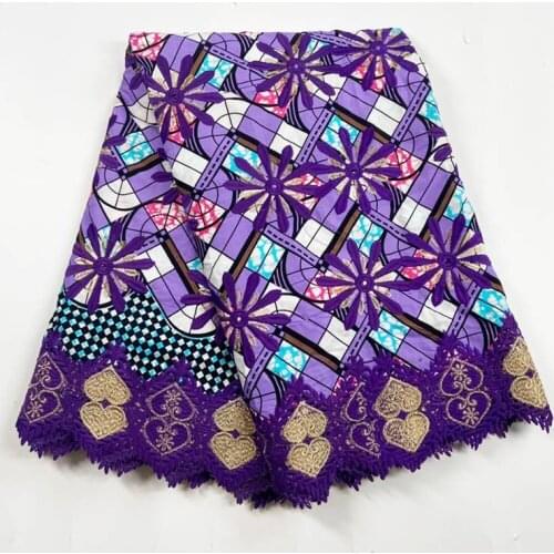 Latest African Lace Fabric 20201High Quality Wax Print Fabric With Lace Ankara Wax With Guipure Cord Lace Fabric For Dress