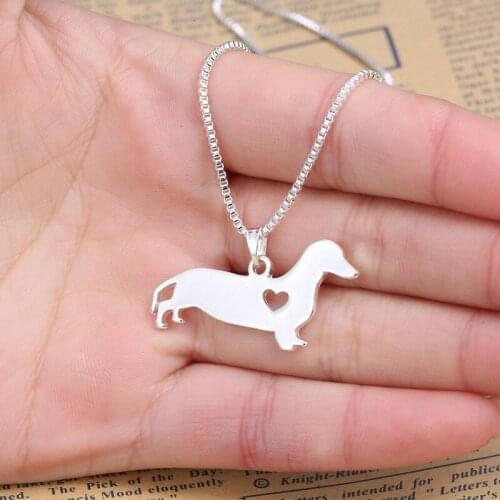 Lovely Pet Dog Shaped Pendant Necklace For Women Men Cute Puppy Animal Heart Silver Color Chain Party Gifts Memorial Jewelry