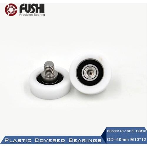 6001 2RS Screw Pulley Bearing OD 40 mm M10*12 ( 2 PCS ) Doors and Windows Roller Mute Wheel POM 6001 RS Plastic Covered Bearings