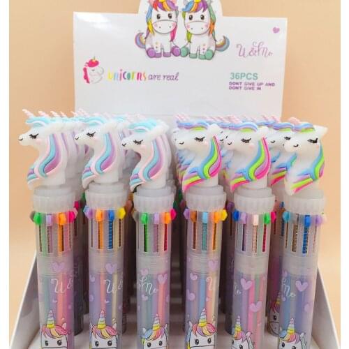 Lovely Unicorn Power 10 Colors Chunky Ballpoint Pen School Office Supply Gift Stationery Papelaria Escolar