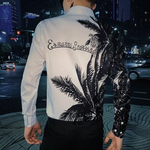 Black Autumn Luxury White Mens Shirts Long Sleeve Casual Slim Fit Shirt Men Business Dress Tops Club Party Clothes Camisa