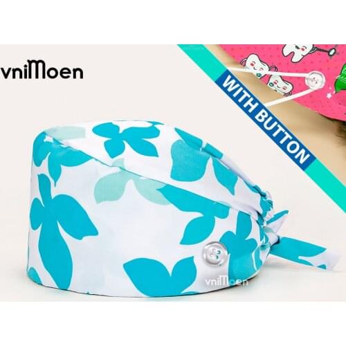 Surgery cap New Pure Cotton Printing Surgical Cap Unisex Adjustable Nurse Cap Buckle Elastic Beauty Hats Baotou Cap Doctor Hat