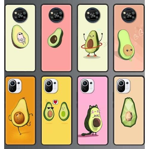 Phone Case for Xiaomi Mi Note 10 Lite 11 10T Pro 5G 9T Poco X3 NFC M3 Silicone Back Cover Mobile Bag Cute Avocado Baby Yoga