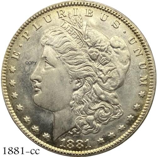 United States 1881 CC Morgan One Dollar US Coin Cupronickel Plated Silver Morgan Silver Dollor Coin