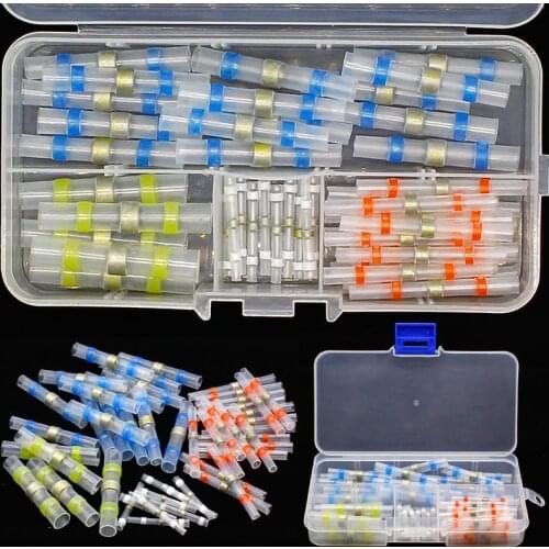 50pcs New Heat Shrink Solder Sleeves Wire Crimp Butt Terminals Connectors with Box 1.5-6.0mm