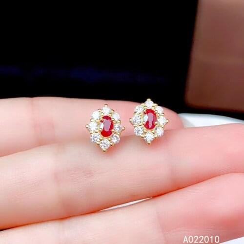 KJJEAXCMY Fine Jewelry 925 sterling silver inlaid natural gemstone ruby female new earrings Ear studs fashion support test