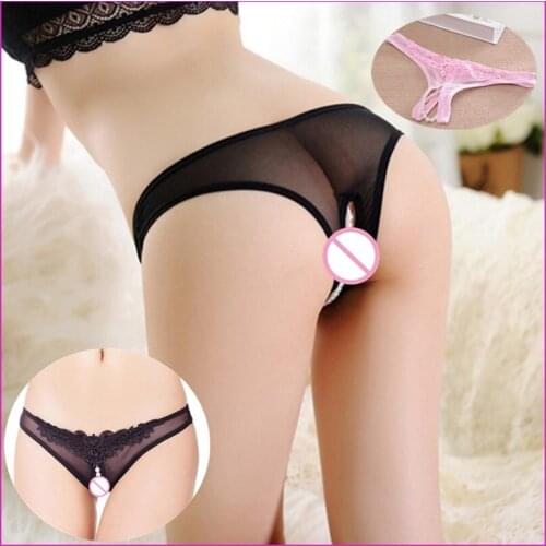 Low Rise Woman Panties,Lace Open Crotch Thong Pearl Massage Temptation Briefs Ondergoed Dames,Erotic Lingerie Sexy Underwear