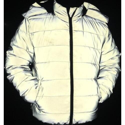 Winter Coat Men/Women Reflective Light Jacket Windproof Stand Cotton Padded Warm Thick Hooded Zipper Female Top Coats Hip Hop