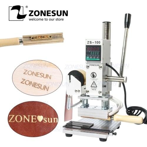 ZONESUN Hot Foil Stamping Embossing Machine Manual Bronzing Machine for Wood Leather PVC Card Paper Heating Stamper Tool