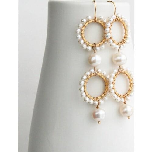 14K Gold Filled Earrings Natural Baroque Pearl Earrings Circle Pendientes Handmade Jewelry Oorbellen Brinco Women Earrings