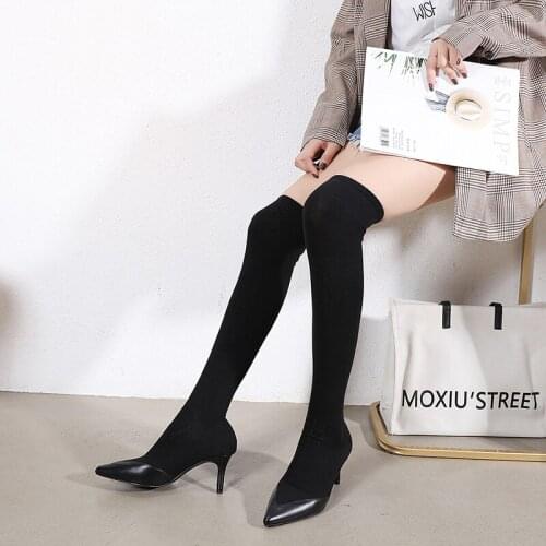 2020 Hot Over-the-Knee Boots Women Slim Knee-high Boots High Heels Winter Boots Women Long Boots Winter Shoes Female YMB271