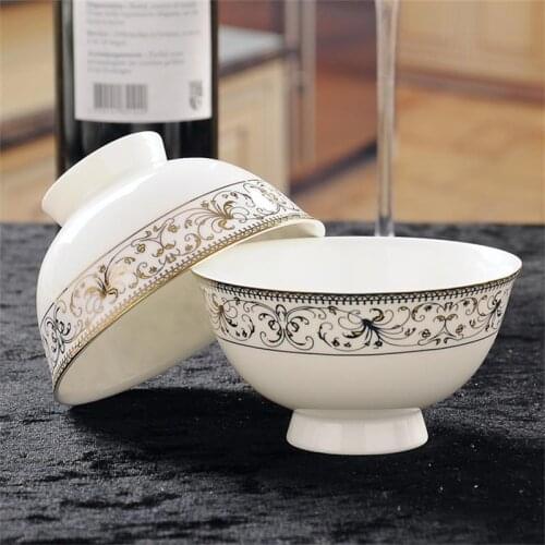 4.5 inch, superior bone china soup bowls, ceramic children bowl, chinese style, high foot, porcelain golden band bowl