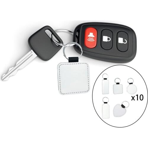 10Pcs PU Key Chain Blank Sublimation Heat Transfer Keychains Key Rings Holder Charms Kit Jewelry Making Bag Tag Alloy Keyring