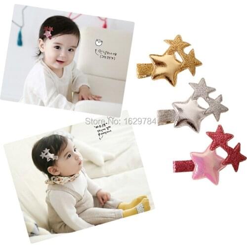 Boutique 15pcs/3C Fashion Kawaii Glitter PU Star Hairpins Solid Cute Cartoon Hair Clips Hair Accessories Princess Headwear