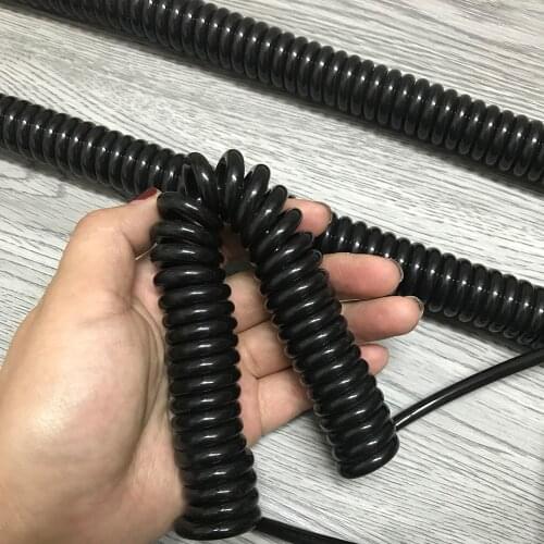 TPU spiral cable 2-core spring telescopic wire 15AWG 17AWG 18AWG 20AWG 24AWG black expandable wire power cord