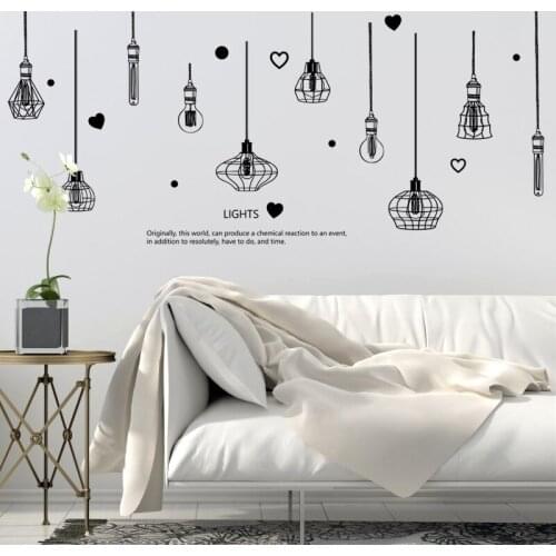 226*97cm Black Chandelier Wall Stickers Light Bulb Home Decor for Living Room Bedroom Art DIY Vinyl Wall Decals Removable