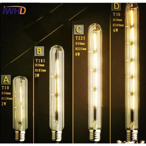 IWHD 2pcs 2/3/4/6W LED Lamp Edison Bulb E27 Bombilla Edison Lamp Vintage Bulb Light Ampoules Decoration T10 T185 T225 T30