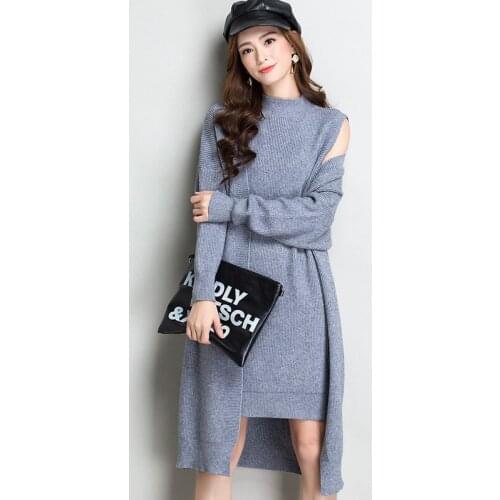 Cardigan Women Long Sleeve 2021 Autumn Spring Middle Length Knit Top Two-Piece Simplee Loose Korean Fashion Ladies Sweater