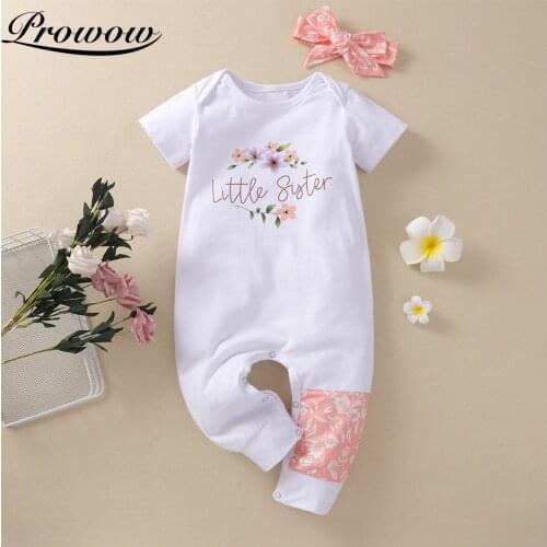 Prowow 2021 Summer New Baby Girls Clothes Little Sister Baby Jumpsuit For Newborn Oeralls Sleepwear Patchwork Baby Female Romper