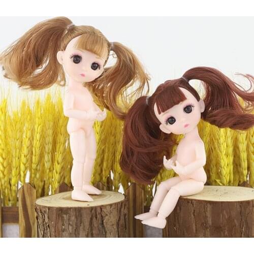 New BJD 16 cm Doll 13 Joints Movable 1/12 Fashion Cute DIY Nude Dress Up Doll 3D Eyes Girl Toy Children Birthday Gift Shoes