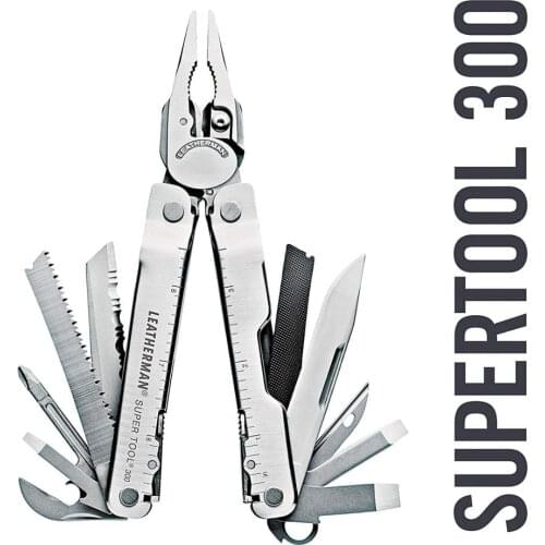 LEATHERMAN - Super Tool 300 Multitool with Premium Replaceable Wire Cutters and Saw, Black/Silver with MOLLE Sheath