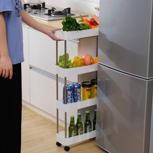 Multi Layers Removable Gap Shelves Kitchen Trolley Spice Racks Living Room Bathroom Storage Organizer Rack with Wheels