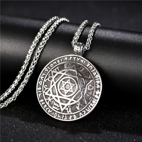 Talisman Hexagram Pentacle Of Solomon Amulet Pendant Necklace for Men Stainless steel Necklaces Jewelry With Gift Bags