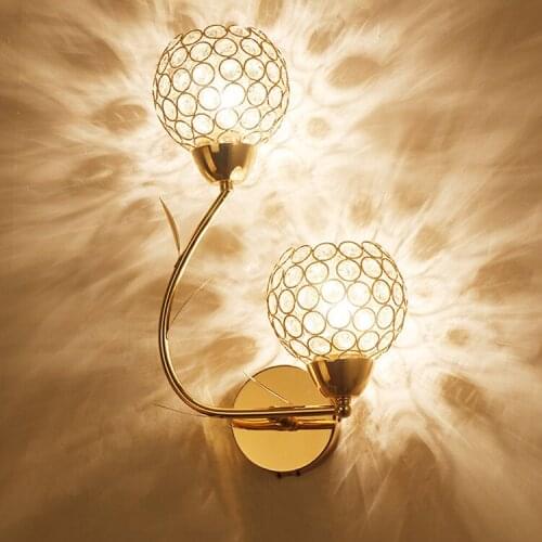 Wall lamp bedside lamp modern simple LED wall lamp bedroom living room stairs European style aisle crystal