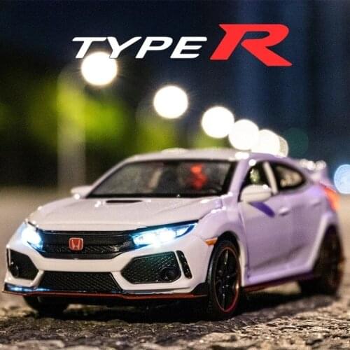 New 1:32 HONDA CIVIC TYPE-R Diecasts & Toy Vehicles Metal Car Model Sound Light Collection Car Toys For Children Birthday Gift