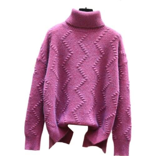 2021 New Turtleneck Sweater Women Pullover Autumn Winter Long Sleeve Warm Knitwear Female Casual Loose Jumper Ladies Tops G725