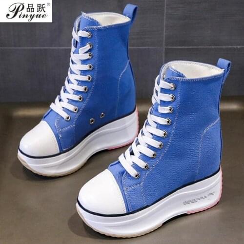 Autumn Chunky Boots 2020 New Womens Round Toe Thick Bottom Winter Boots Ankle Boots Black Platform Short Boots Woman 10cm Heels