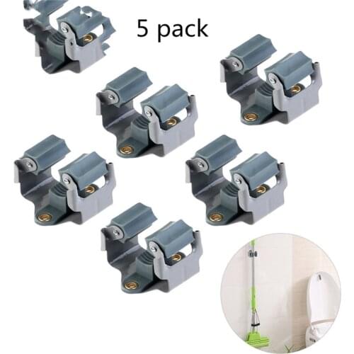 5pcs Portable Practical Durable Useful Hook Hanger Closet Mop Clip Mop and Broom Holder Garden Storage Rack for Home A30