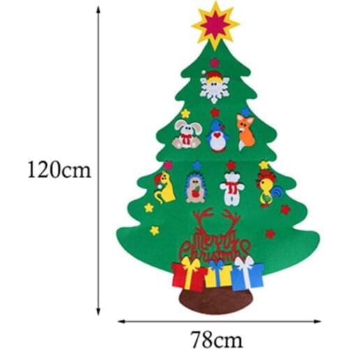 Merry Christmas Gifts Bear for 2019 Kid DIY Felt Christmas Tree with Ornaments New Year Decoration Door Wall Hanging Decoration
