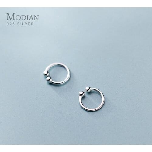 Modian Simple Cute Beads Silver Clip Earrings Fashion 925 Sterling Silver Classic Clips Ear For Women Fine Jewelry Gift