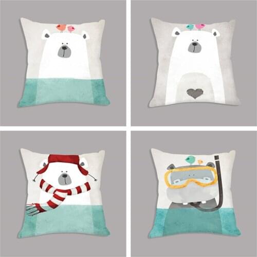 Nordic Cushion Makeup Polar Bear Hippo Decorative Cushion for Sofa Home Decor Ballon Plush Fabric Throw Pillows For Party Gifts