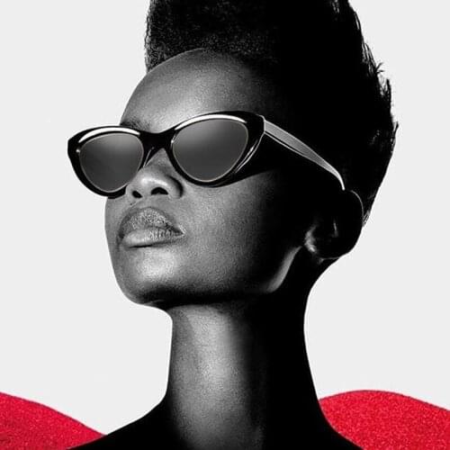 Unisex Sunglasses Women Cat Eye Frame Vintage Gradient Sun Glasses Black Shades Retro Brand Designer Mirror Black Triangle Gafas