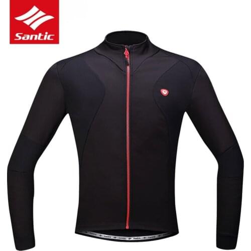 Santic Cycling Jersey Men Long Sleeve Winter Fleece Thermal MTB Road Bike Jacket Windproof Warm Reflective Riding Clothing