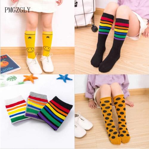 Spring Stripes Sports Football Kids Socks Toddler Baby Cotton Socks Knee High Long Warmers Cute Boy Girl Children Socks 2-8Y