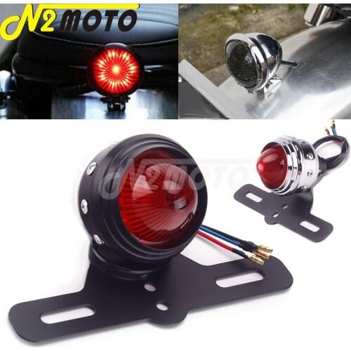 Motorcycle Tail LED Brake Lamp Stop Light License Plate Light Taillight For Harley Bobber Chopper Cafe Racer Scrambler Trikes