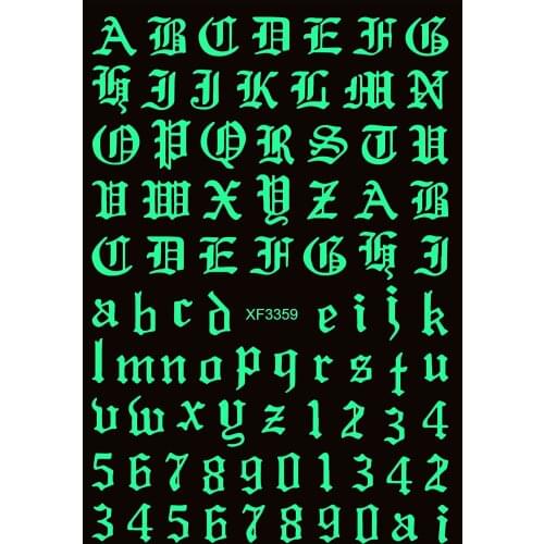 1PC Nail Art English Letters Fluorescent Stickers Decorations Alphabet For Nails Tip Acrylic Manicure Accessories Laser Decals^2