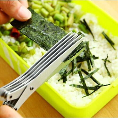 1pcs Multi-functional Stainless Steel Scallion Scissors Herb Onion Cutter 5 Blades Vegetable Cutter Scissors Cooking Tools