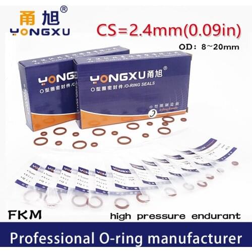 10PCS/lot Brown FKM Fluorine Rubber O-ring Seals CS2.4mm OD8/9/10/11/12/13/14/15/16/17/18/19/20*2.4mm Ring Seal Gasket Washer